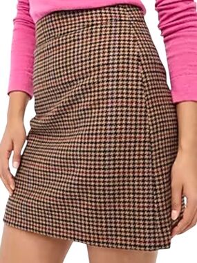 J. Crew Wool Blend Houndstooth Mini Skirt A-Line Camel Multi Women’s 6 US